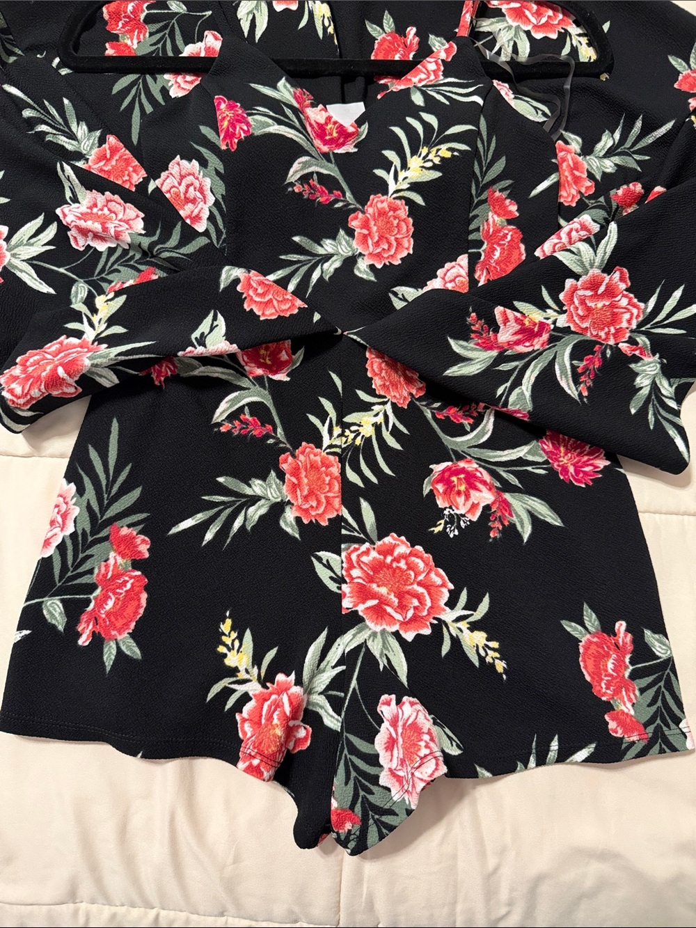 No Boundaries Black Floral Spaghetti-Strap Sundress - Picture 6 of 8